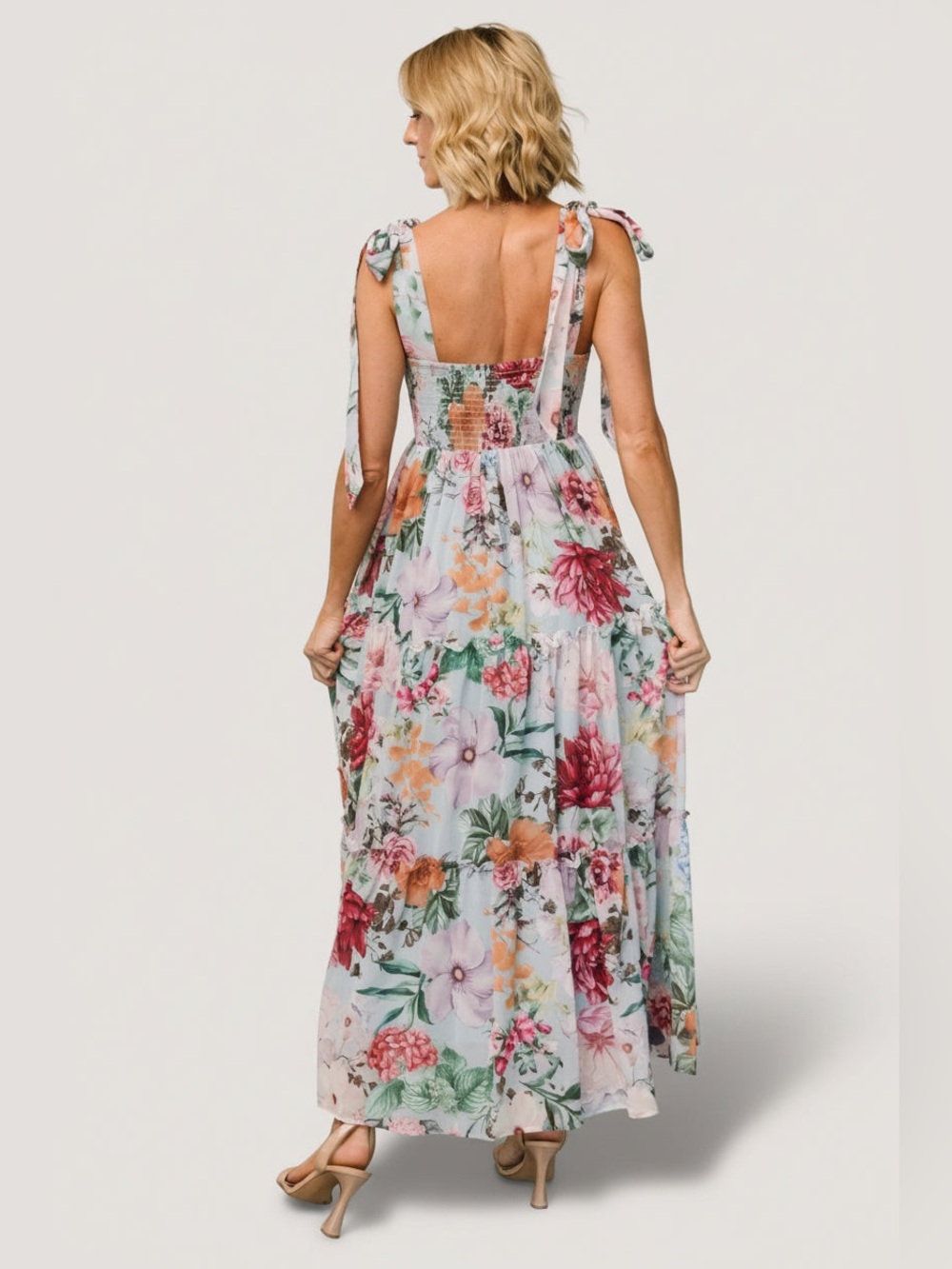 Baltic Born Anita maxi dress light blue floral print sz med - Picture 4 of 12